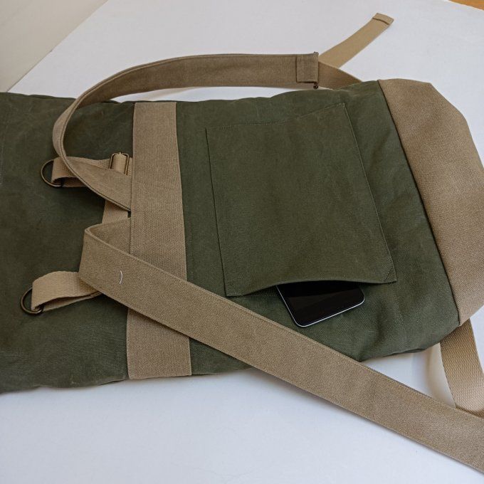 Sac à dos coursier toile Cayman gris/taupe - Lima  - Copie