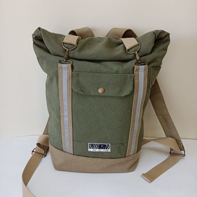 Sac à dos coursier toile Cayman gris/taupe - Lima  - Copie