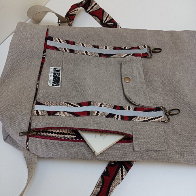 Sac à dos coursier toile Cayman gris/taupe - Lima 