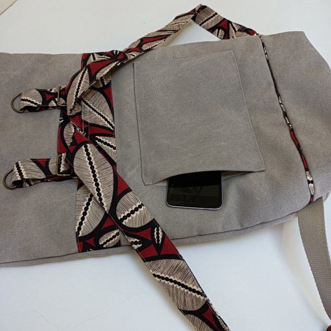 Sac à dos coursier toile Cayman gris/taupe - Lima 