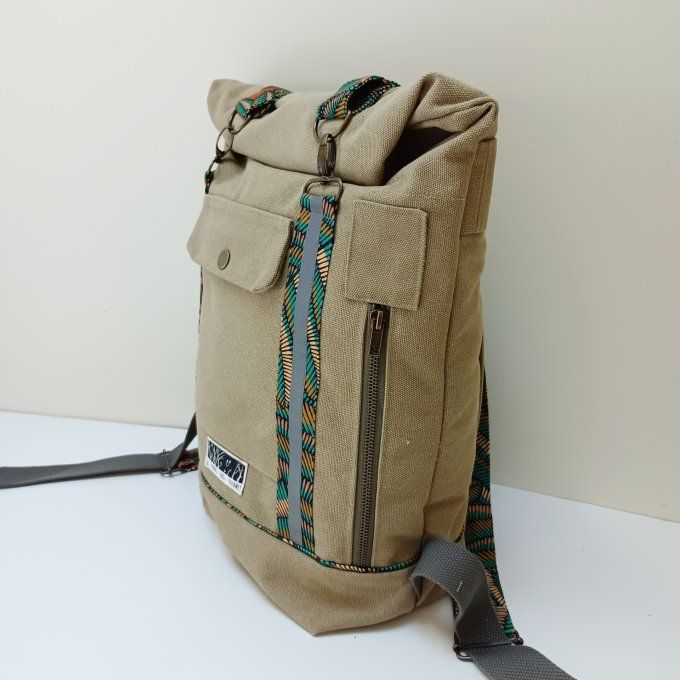Sac à dos coursier toile Cayman jaune - beige  - Copie
