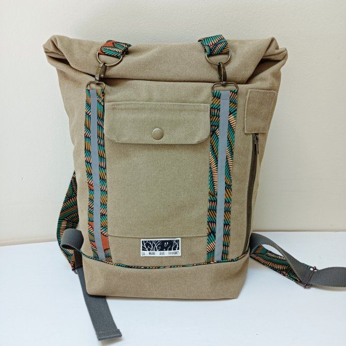 Sac à dos coursier toile Cayman jaune - beige  - Copie