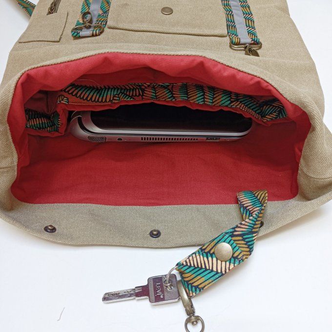 Sac à dos coursier toile Cayman jaune - beige  - Copie