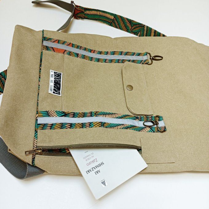 Sac à dos coursier toile Cayman jaune - beige  - Copie