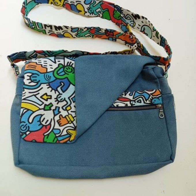 Besace toile Cayman bleue-Rabat Keith Haring