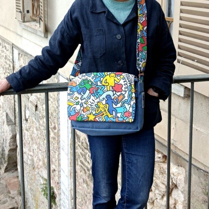 Besace toile Cayman bleue-Rabat Keith Haring