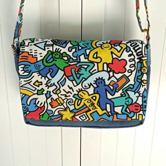 Besace toile Cayman bleue-Rabat Keith Haring