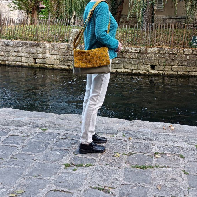 Besace toile Cayman bronze - Rabat art déco jaune