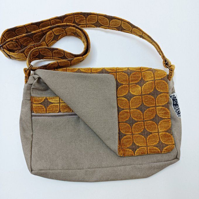 Besace toile Cayman bronze - Rabat art déco jaune