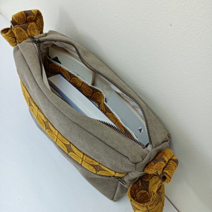 Besace toile Cayman bronze - Rabat art déco jaune