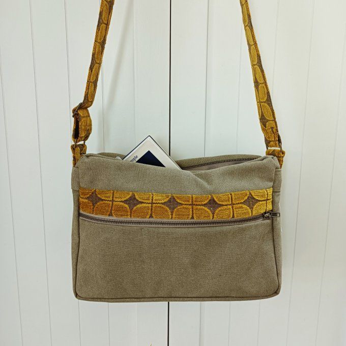 Besace toile Cayman bronze - Rabat art déco jaune