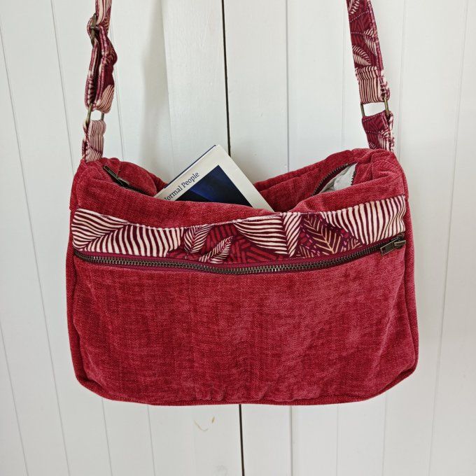 Besace velours Rober corail-Rabat Syntra