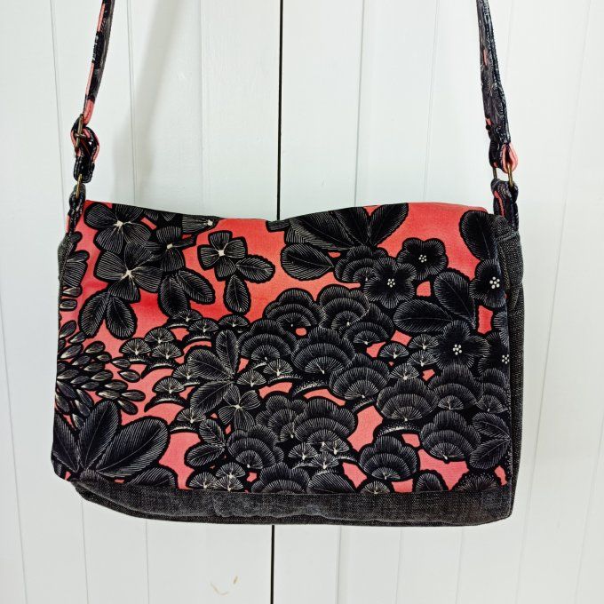 Besace velours anthracite-Rabat Kew Garden