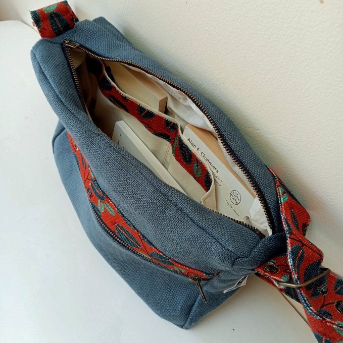 Besace lin bleu ardoise - Rabat Life style corail