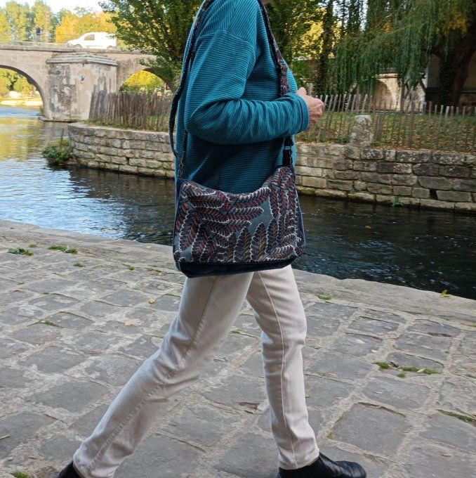 Besace velours bleu - Rabat Victoire bleu