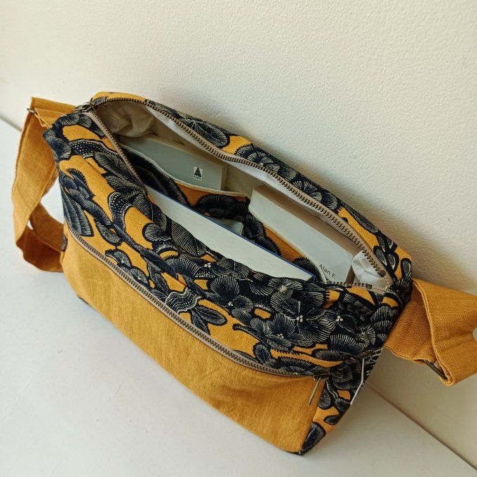 Besace lin et toile  Kew garden jaune