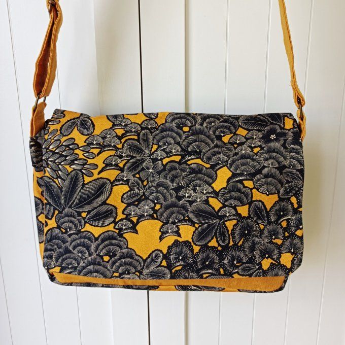 Besace lin et toile  Kew garden jaune