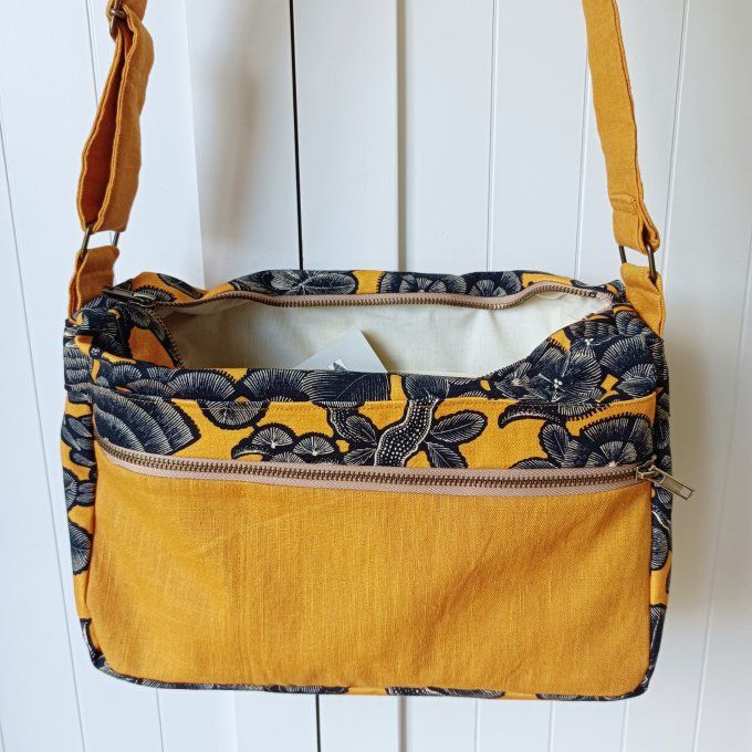 Besace lin et toile  Kew garden jaune