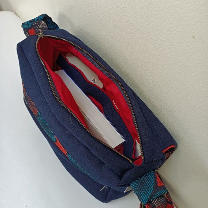 Besace drap de laine bleu - Rabat Kew gardens rouge