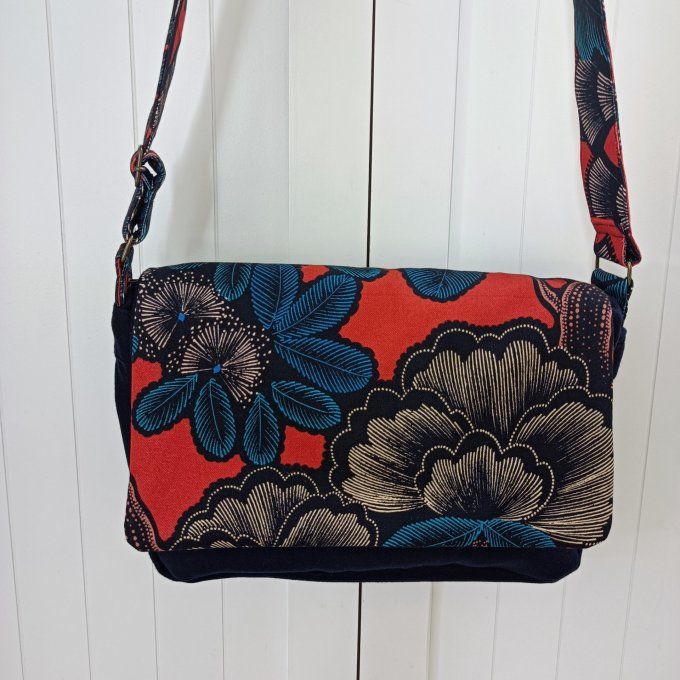 Besace drap de laine bleu - Rabat Kew gardens rouge