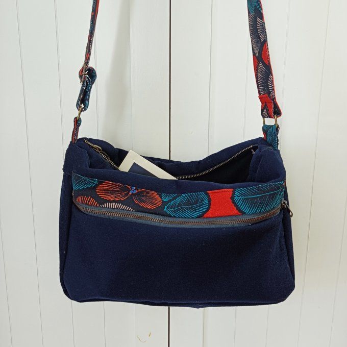 Besace drap de laine bleu - Rabat Kew gardens rouge