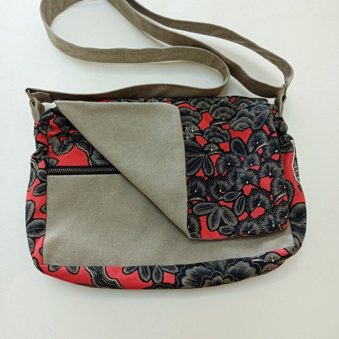 Besace toile Cayman ficelle - Rabat Kew garden corail