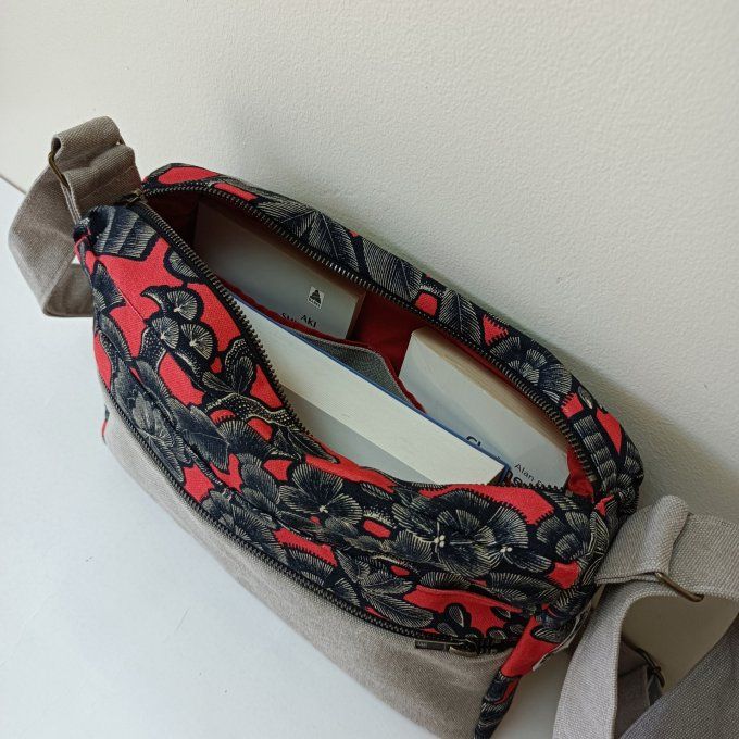 Besace toile Cayman ficelle - Rabat Kew garden corail