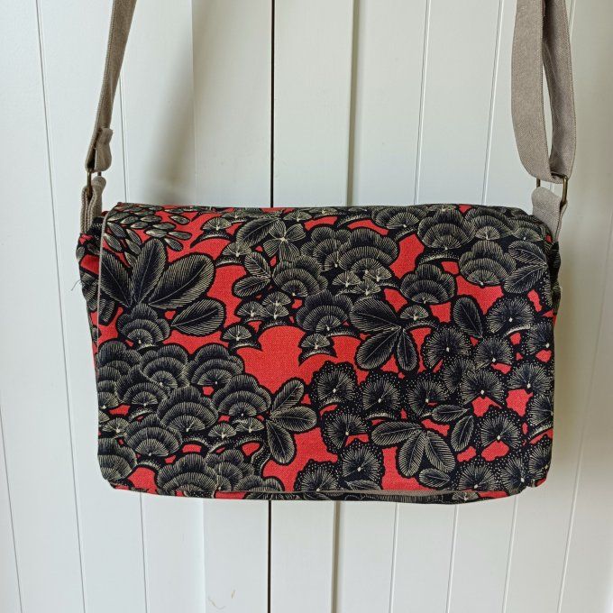 Besace toile Cayman ficelle - Rabat Kew garden corail