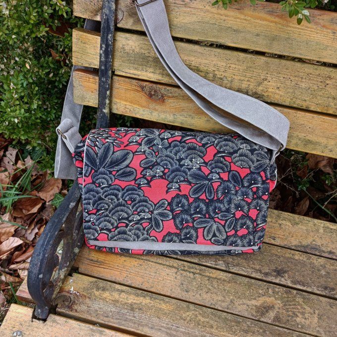 Besace toile Cayman ficelle - Rabat Kew garden corail