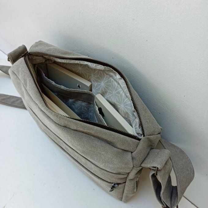 Besace beige - Rabat laine et lin Casamance
