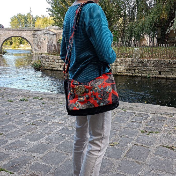 Besace velours anthracite - Rabat Fruit du paradis