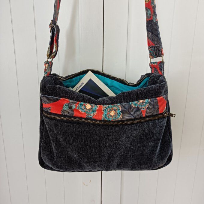 Besace velours anthracite - Rabat Fruit du paradis