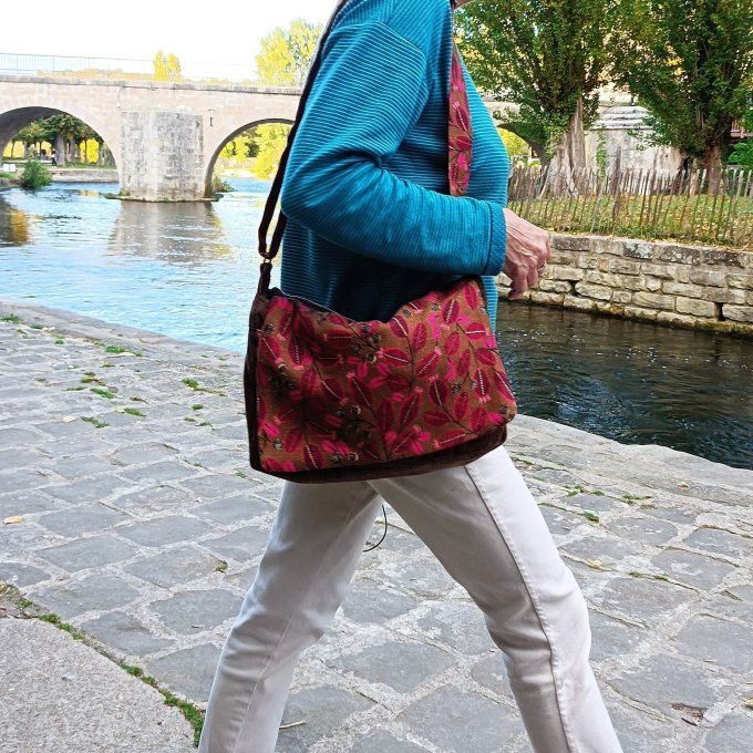 Besace velours Rober  brun - Rabat lin Lifestyle rose