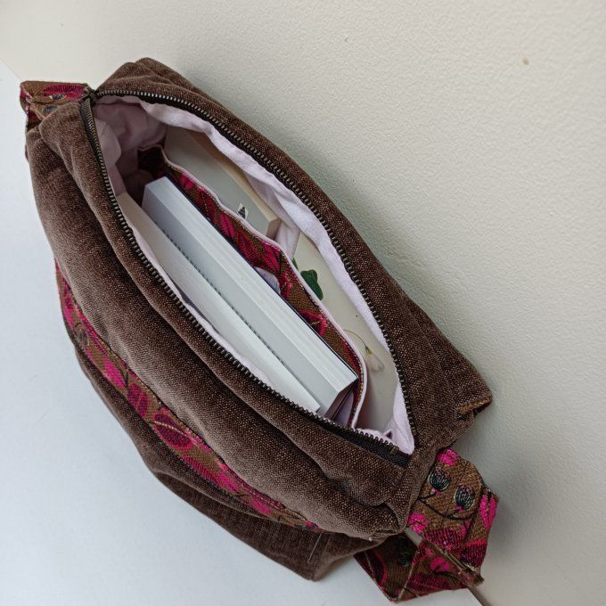 Besace velours Rober  brun - Rabat lin Lifestyle rose