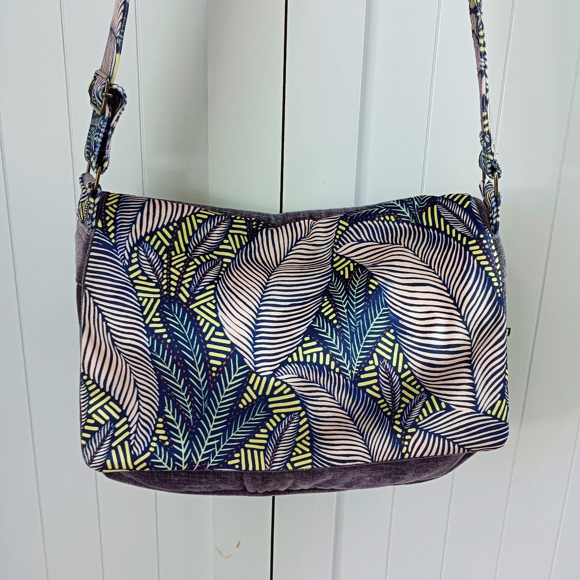 Besace velours Rober  figue -Rabat Sintra bleu