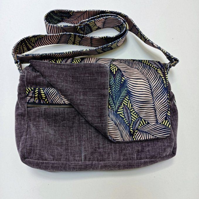 Besace velours Rober  figue -Rabat Sintra bleu