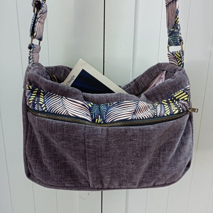 Besace velours Rober  figue -Rabat Sintra bleu