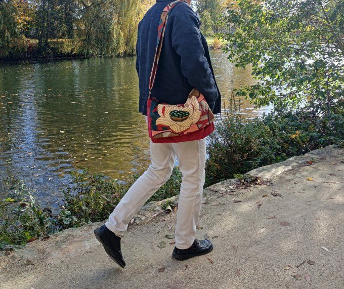 Besace velours Rober corail-Rabat Idriss