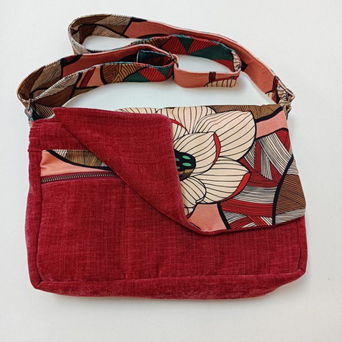 Besace velours Rober corail-Rabat Idriss