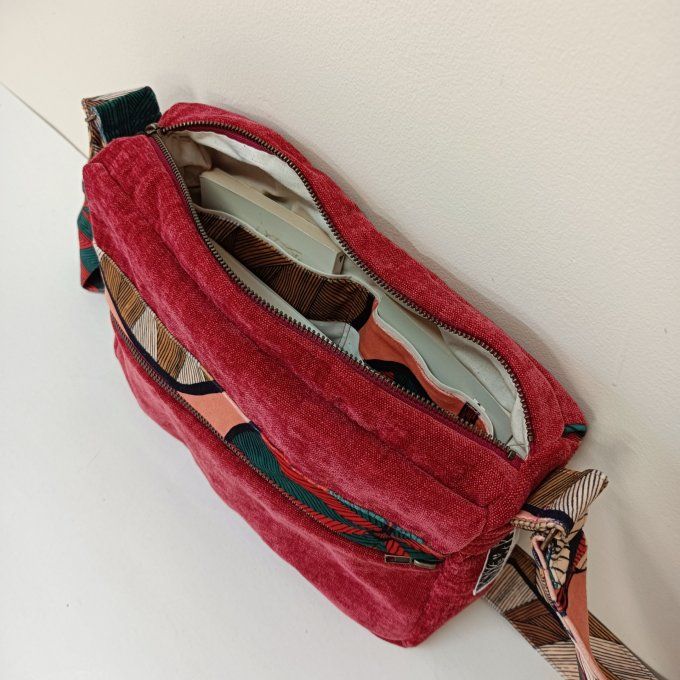 Besace velours Rober corail-Rabat Idriss