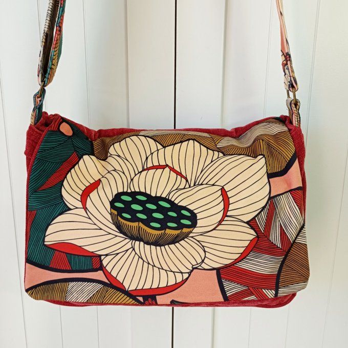 Besace velours Rober corail-Rabat Idriss