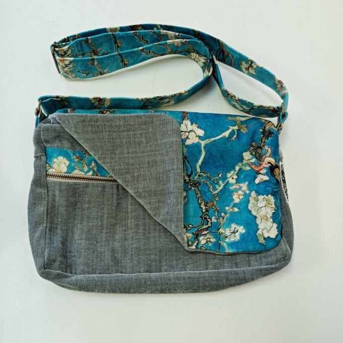 Besace velours ras vert-gris - Rabat Van Gogh