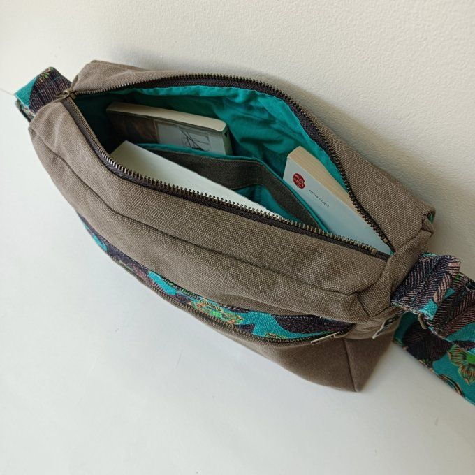 Besace toile Cayman taupe - Rabat Fruits du paradis