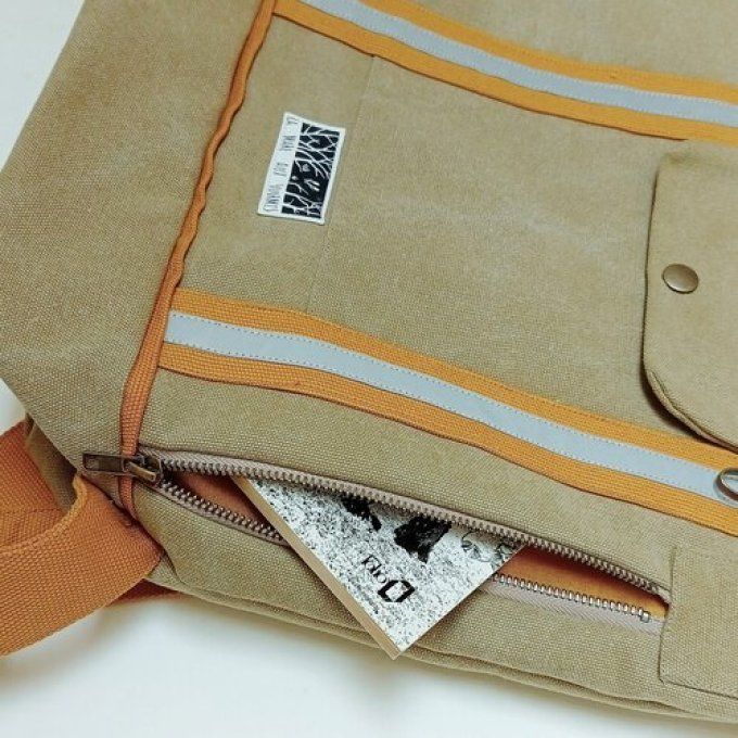 Sac à dos coursier toile Cayman beige