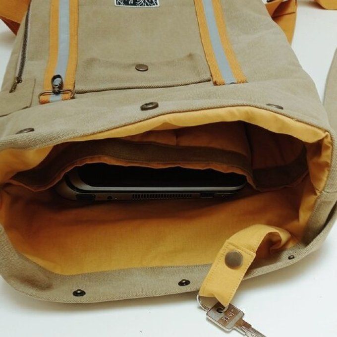 Sac à dos coursier toile Cayman beige