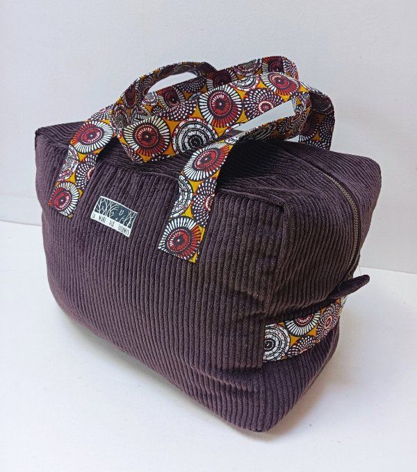 Sac we velours côtelé chocolat - Coton imprimé Soweto