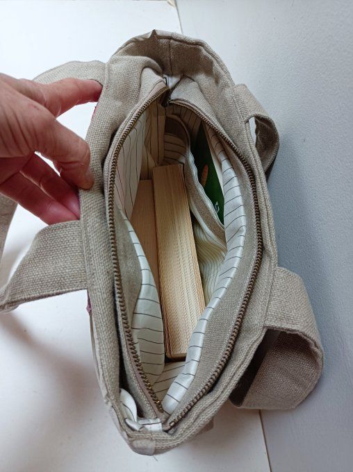 Sac à main soie et lin beige