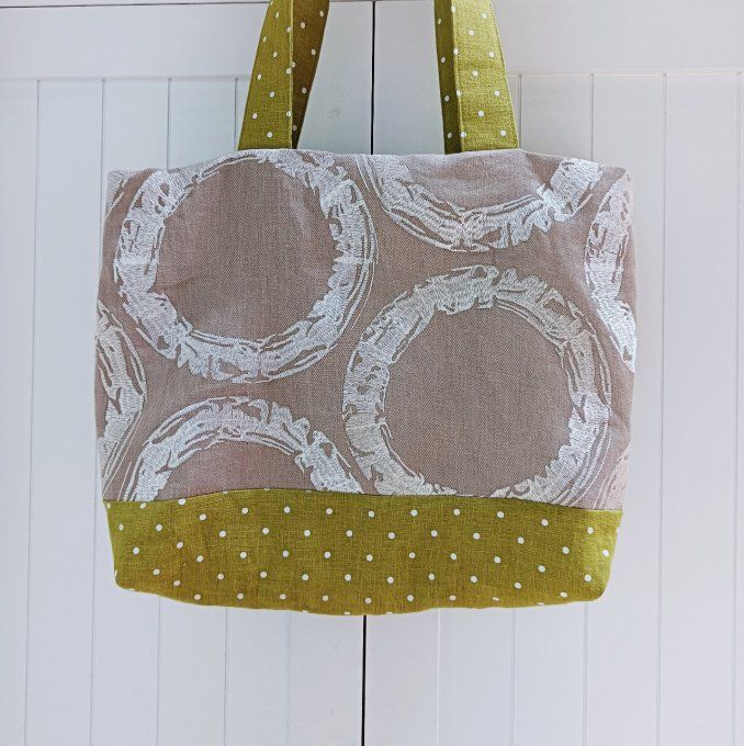 Sac fourre-tout - Lin brodé beige Casamance