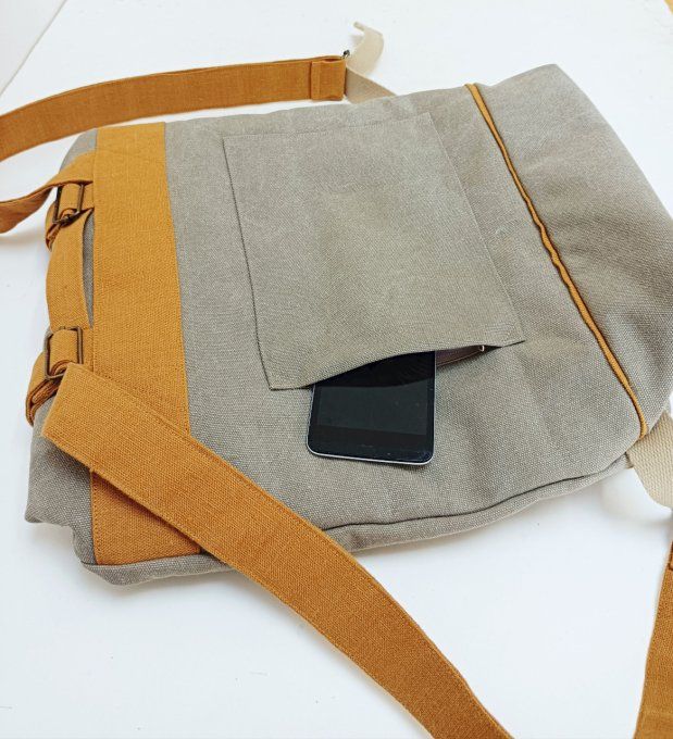 Sac à dos coursier toile Cayman beige