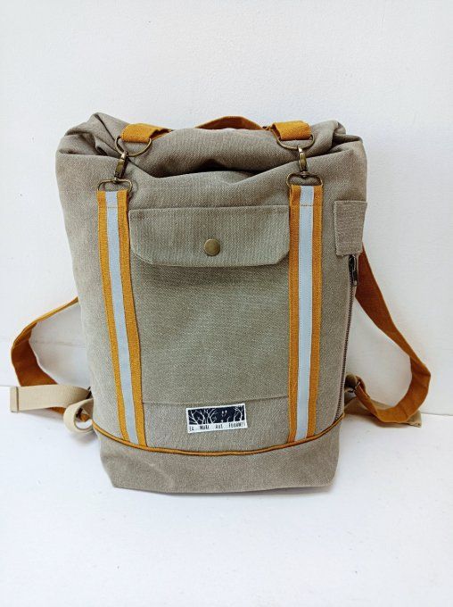 Sac à dos coursier toile Cayman beige